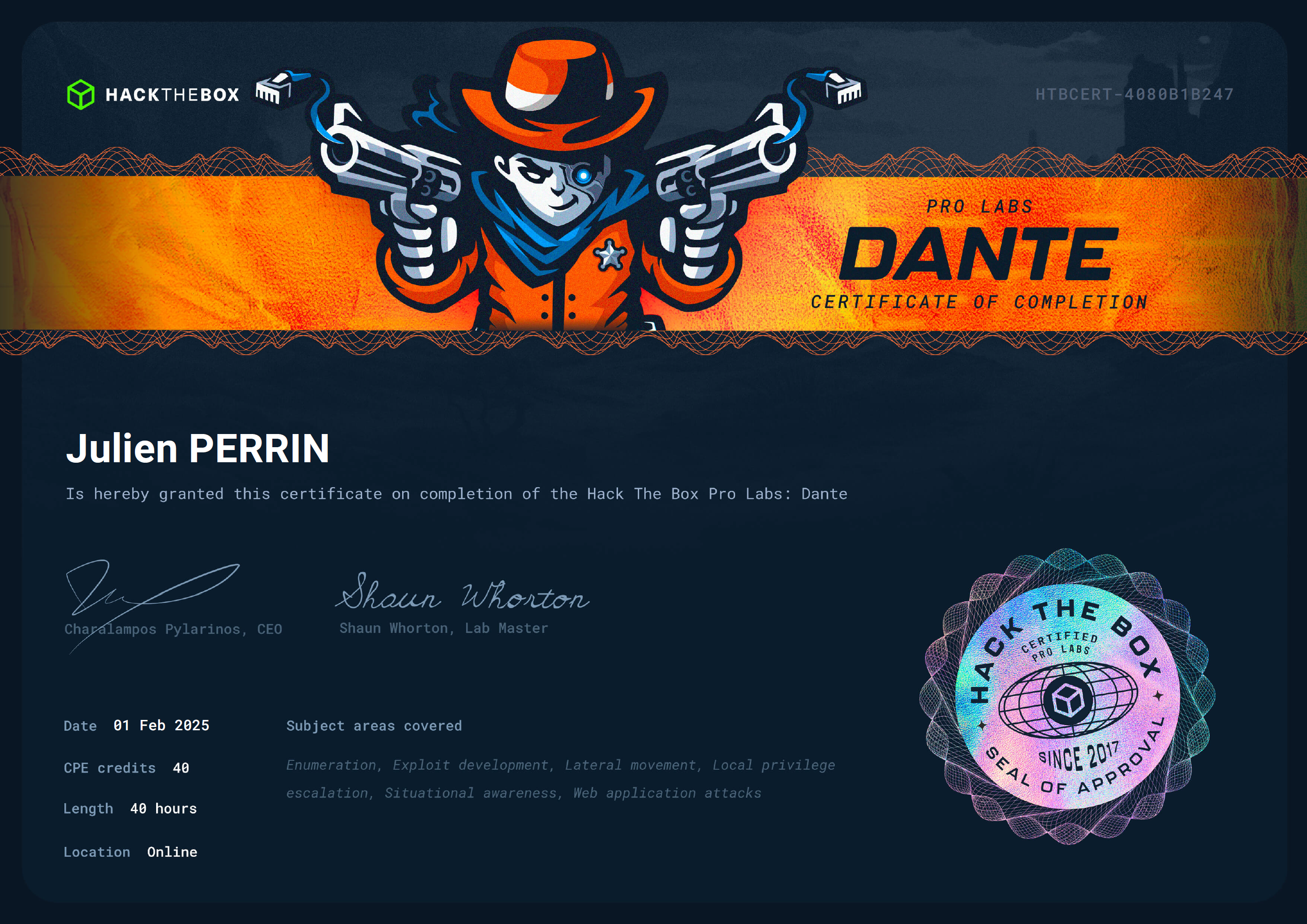 Dante Certificate