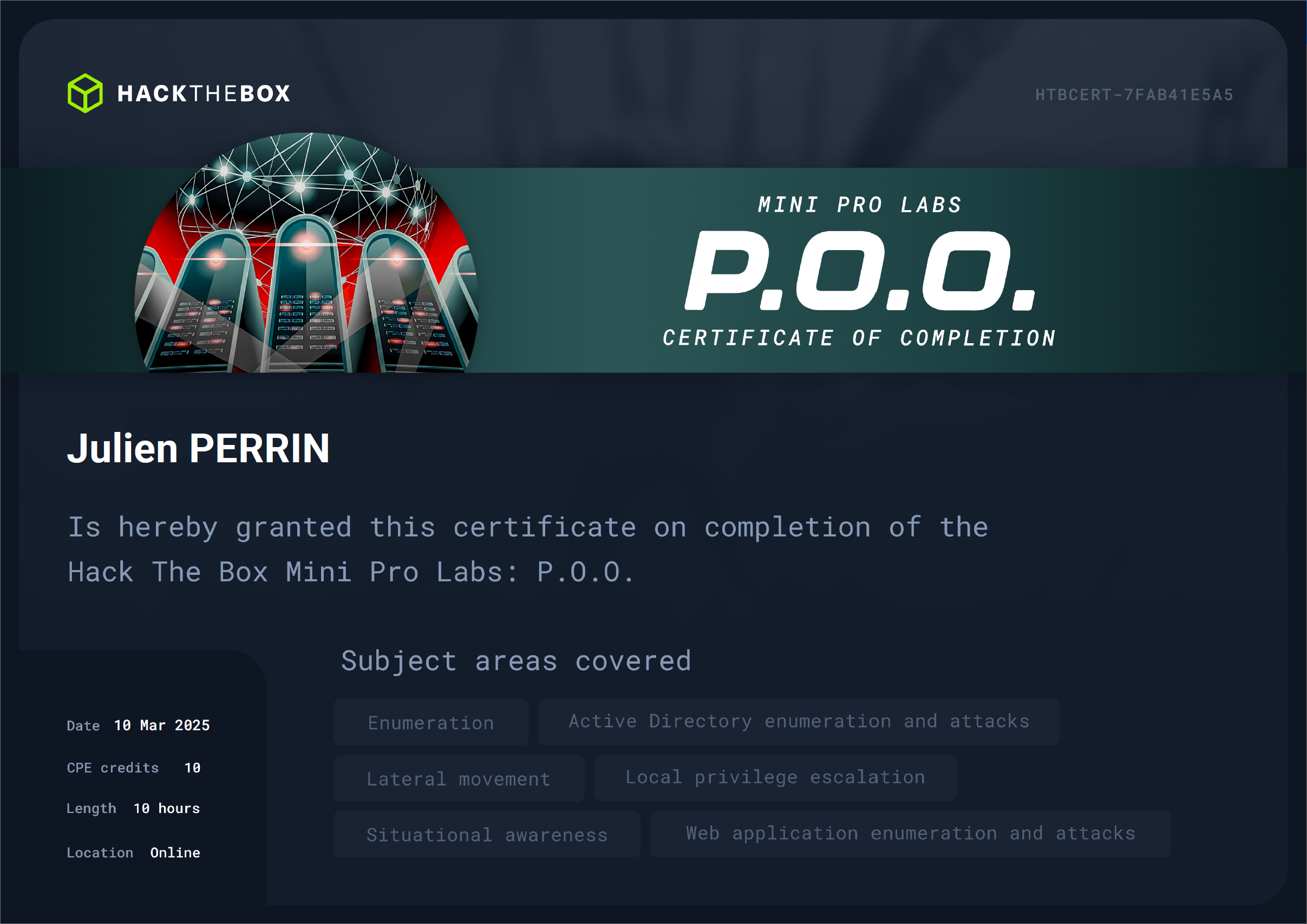 P.O.O. Certificate