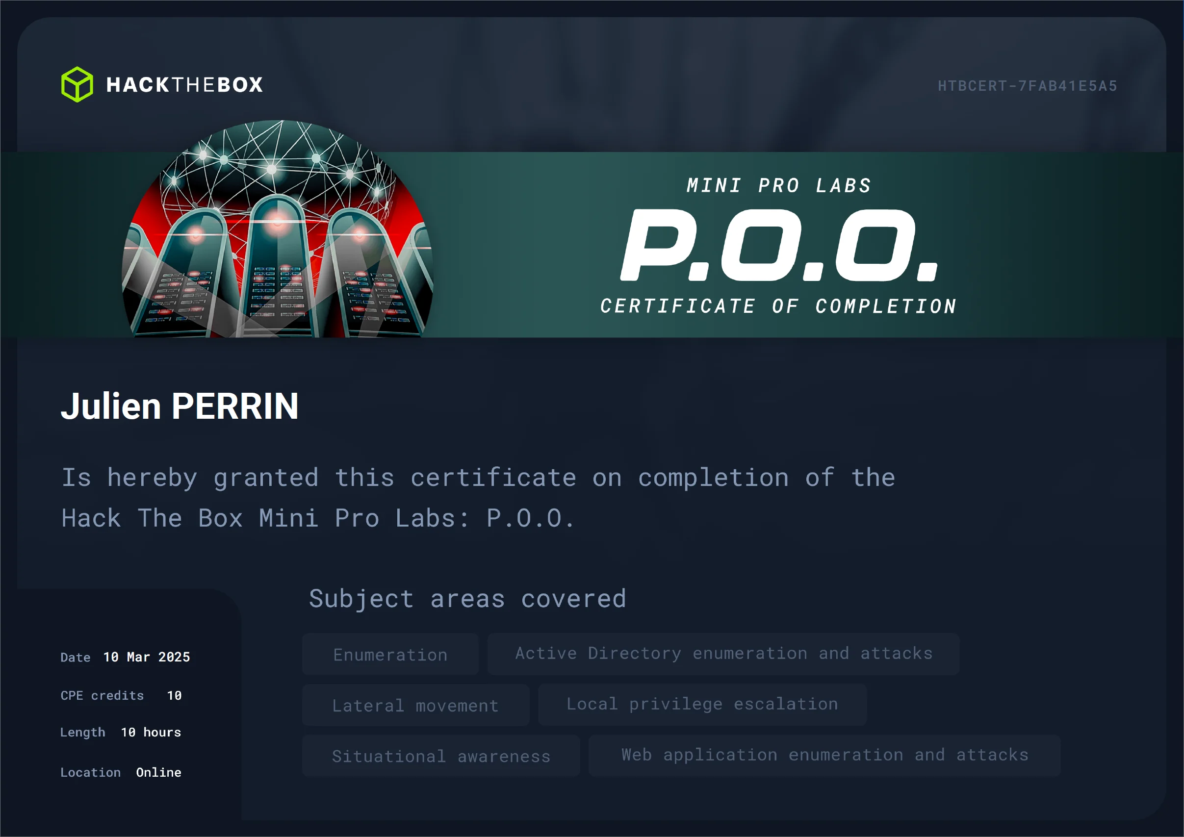 P.O.O. Certificate