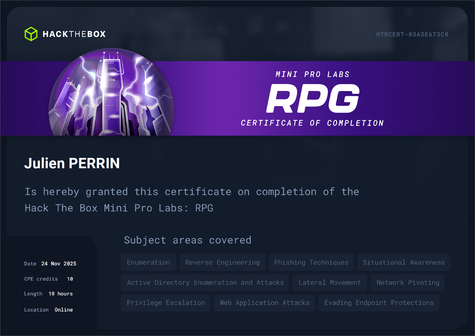 RPG Certificate
