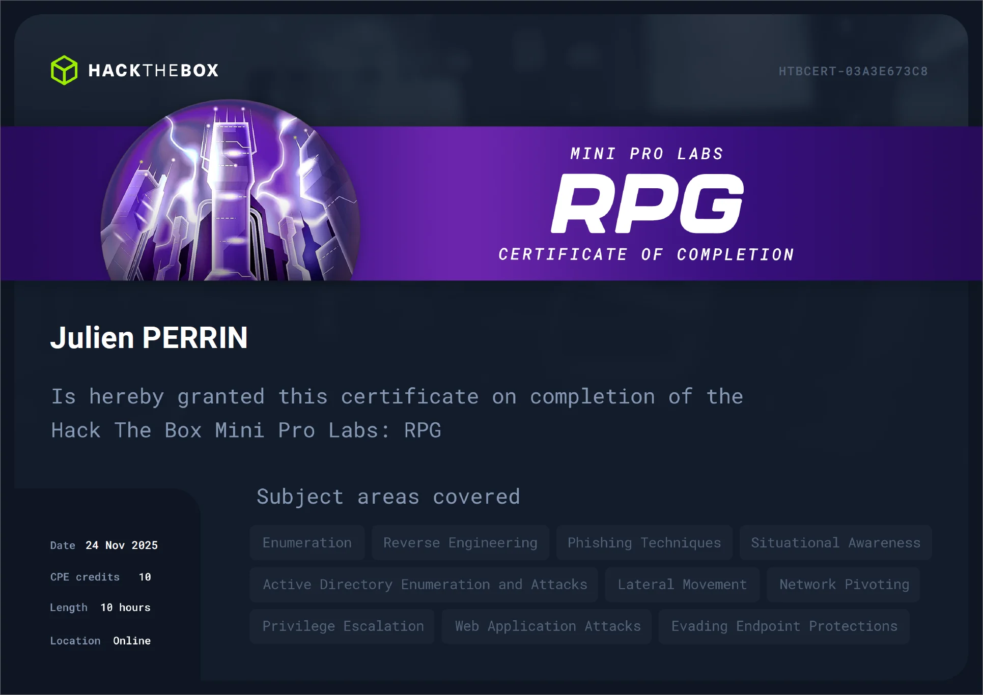 RPG Certificate